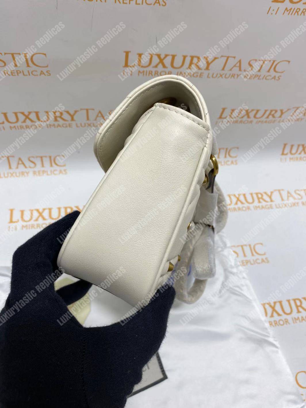 G*u*i gg marmont small matelassé shoulder bag with pearls white