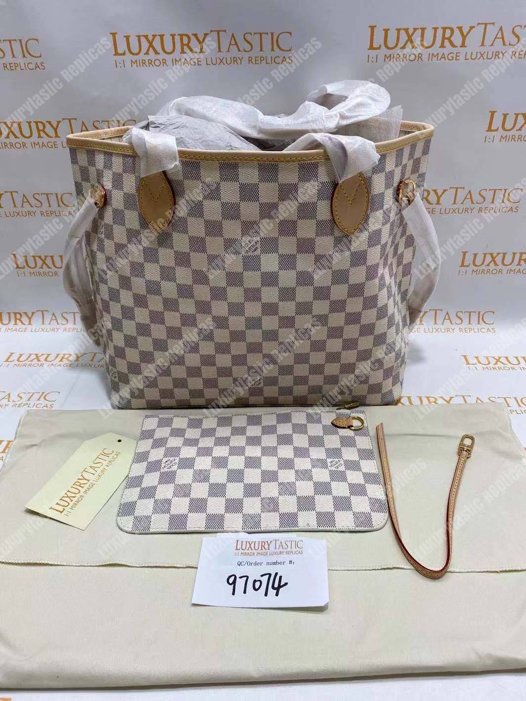 LV Neverfull MM Damier Azur Beige