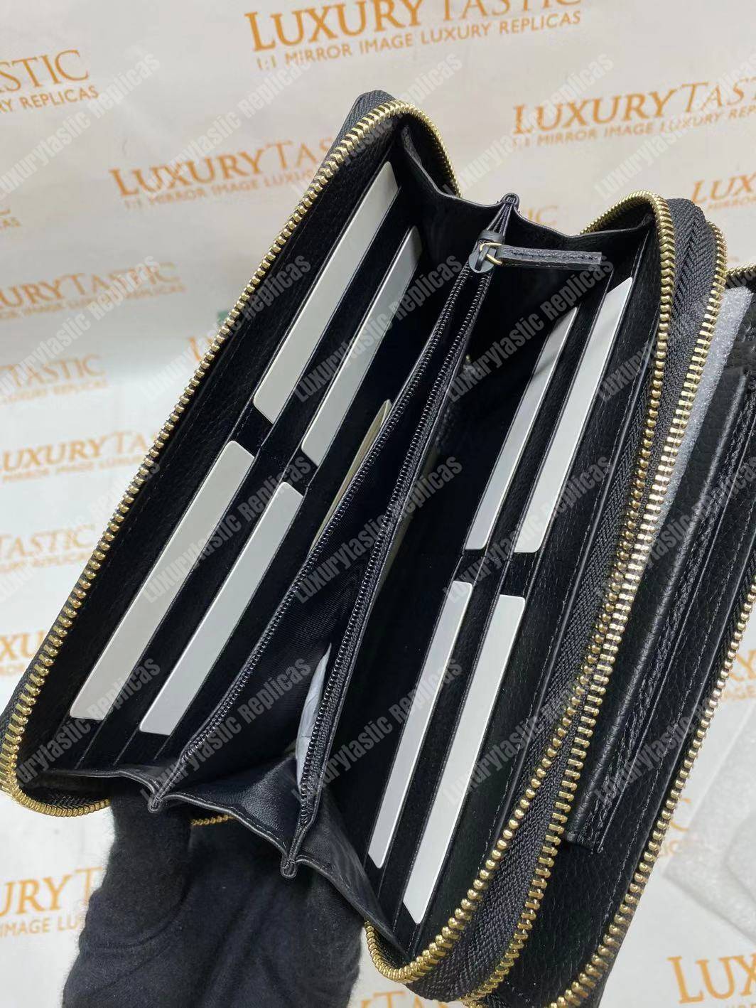 G*u*i pebbled calfskin soho travel document case black