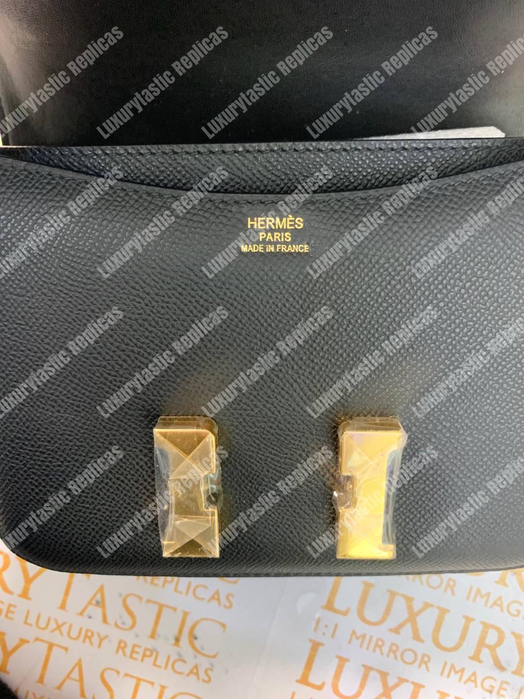 H**mes constance 18 bag epsom black gold-hardware