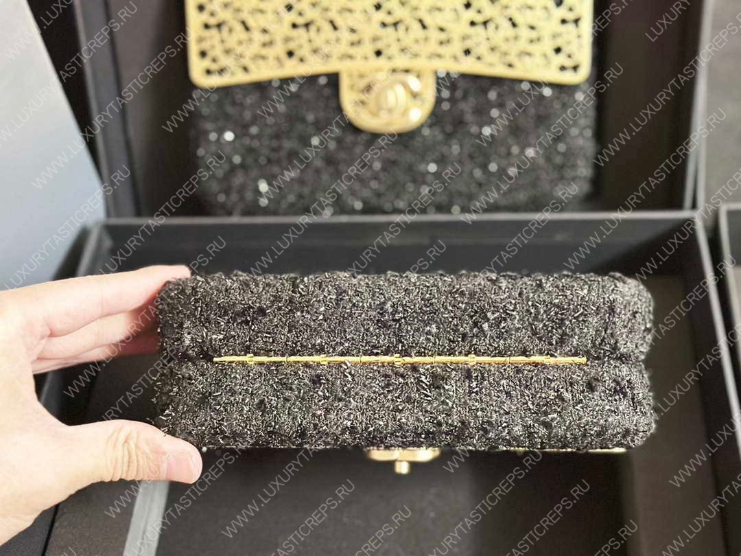 Ch*el mini evening bag light black as3526