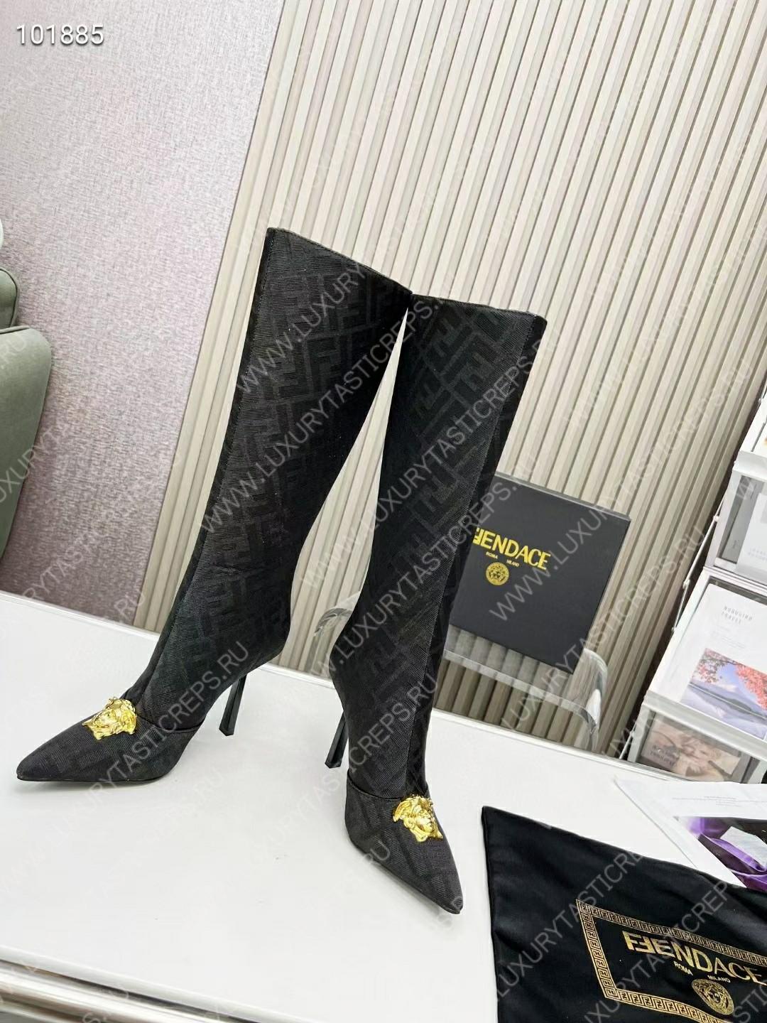 VERSACE FENDACE FF JACQUARD BOOTS BLACK 1004496