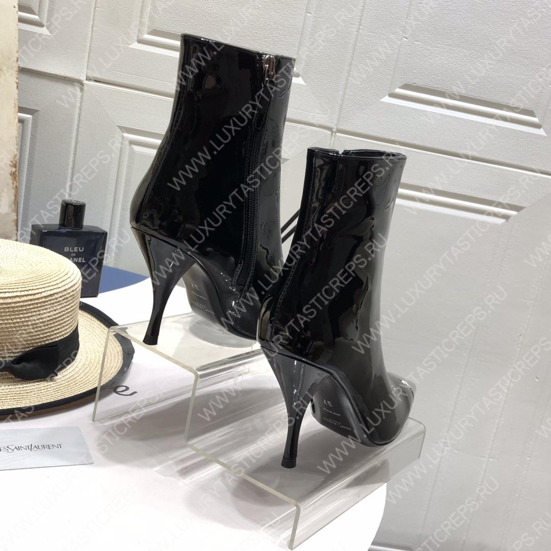 YVES SAINT LAURENT HEELED ANKLE BOOTS BLACK CALF LEATHER 14-FL7ALD