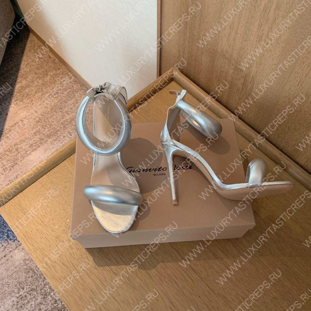 GIANVITO ROSSI BIJOUX NAPPA SANDAL SILVER G61635