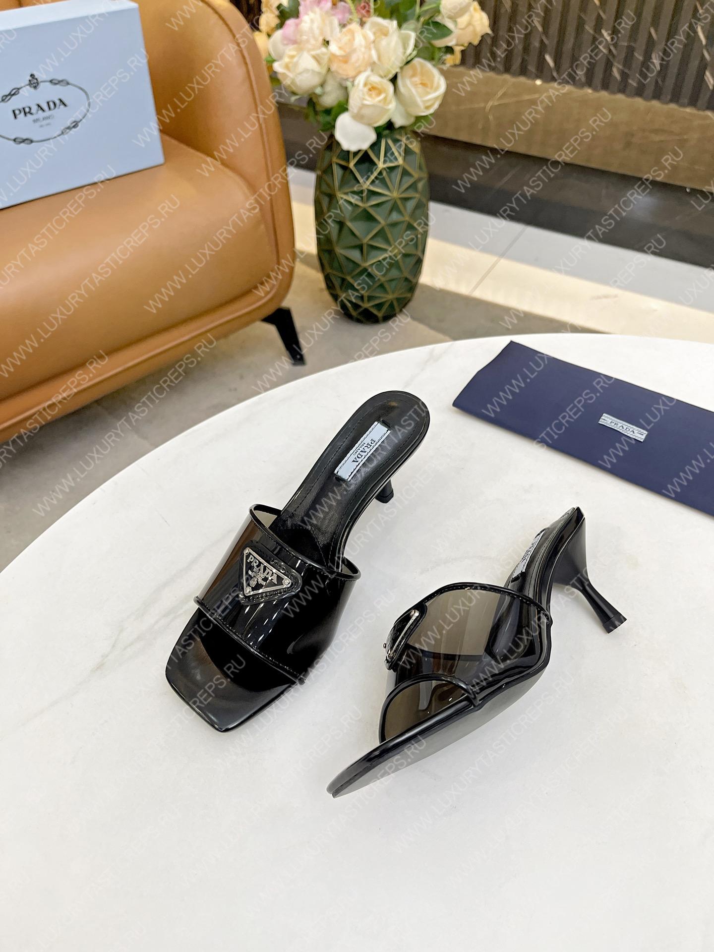 Pra*a plexiglas & patent leather sandals black 1xx644