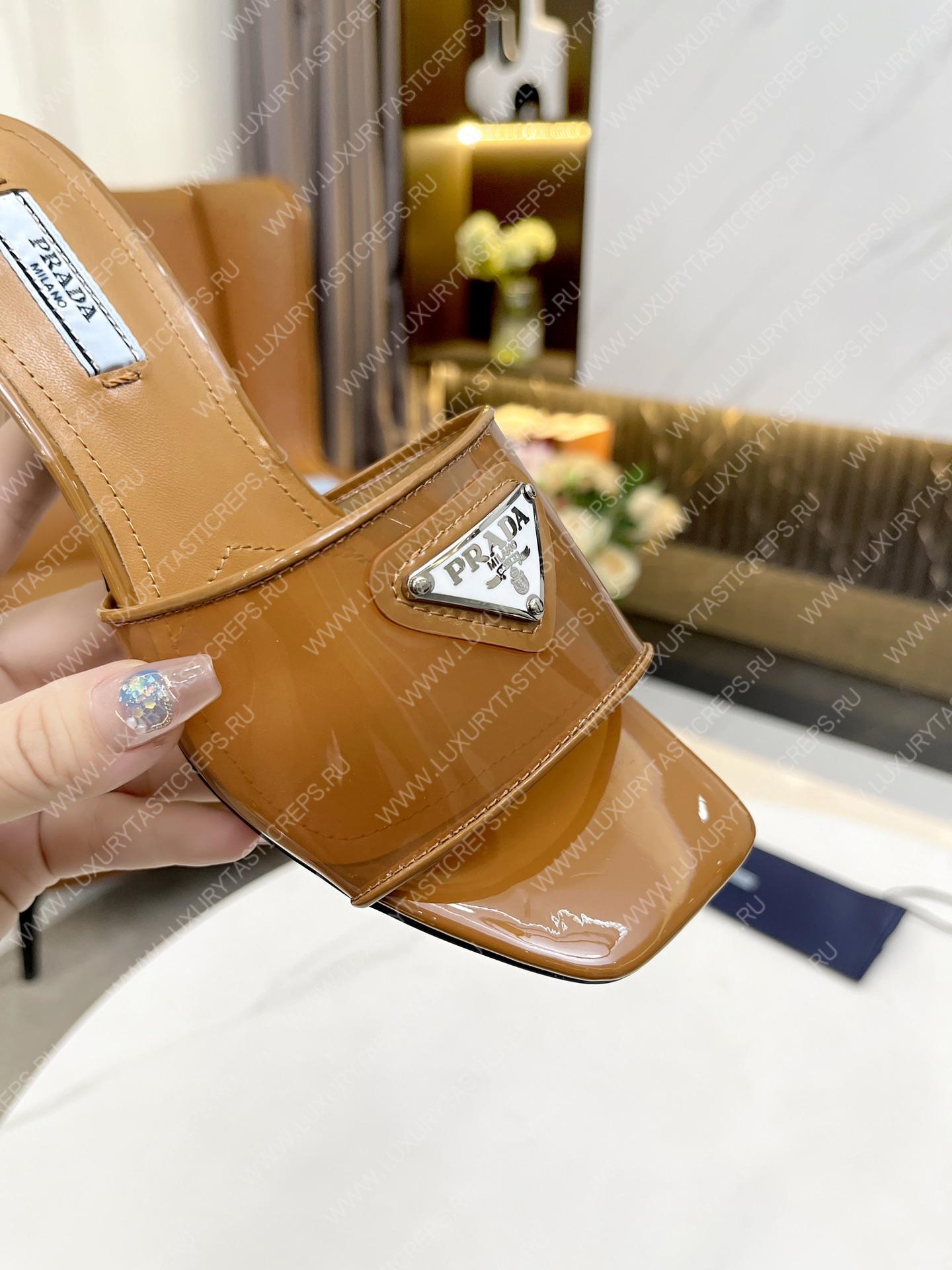 Pra*a plexiglas and patent leather sandals brown 1xx644