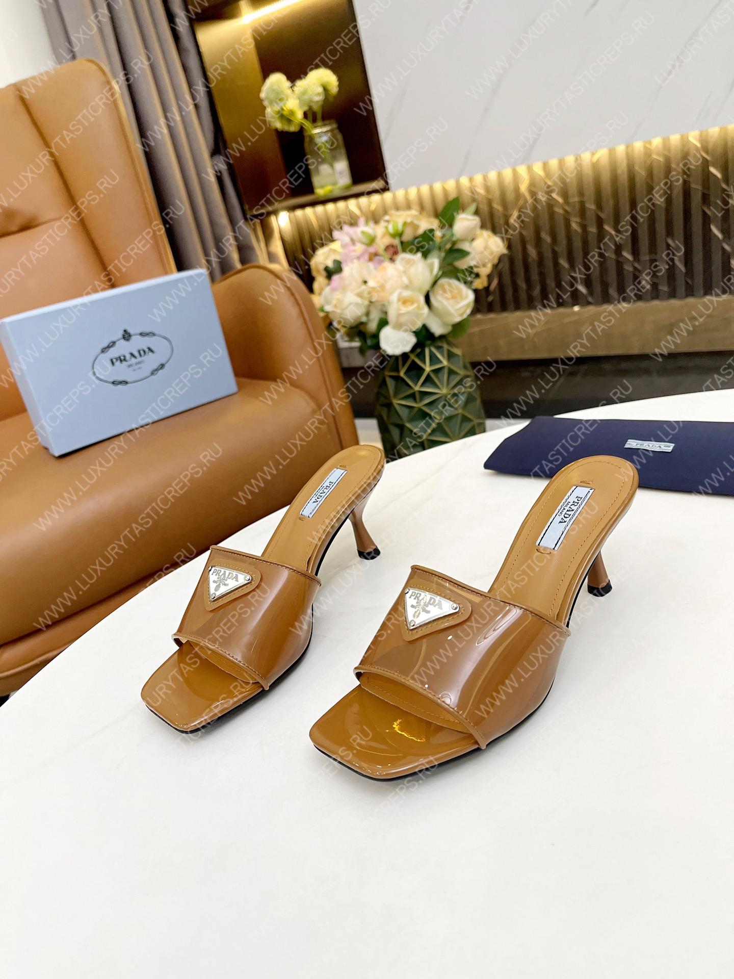 Pra*a plexiglas and patent leather sandals brown 1xx644
