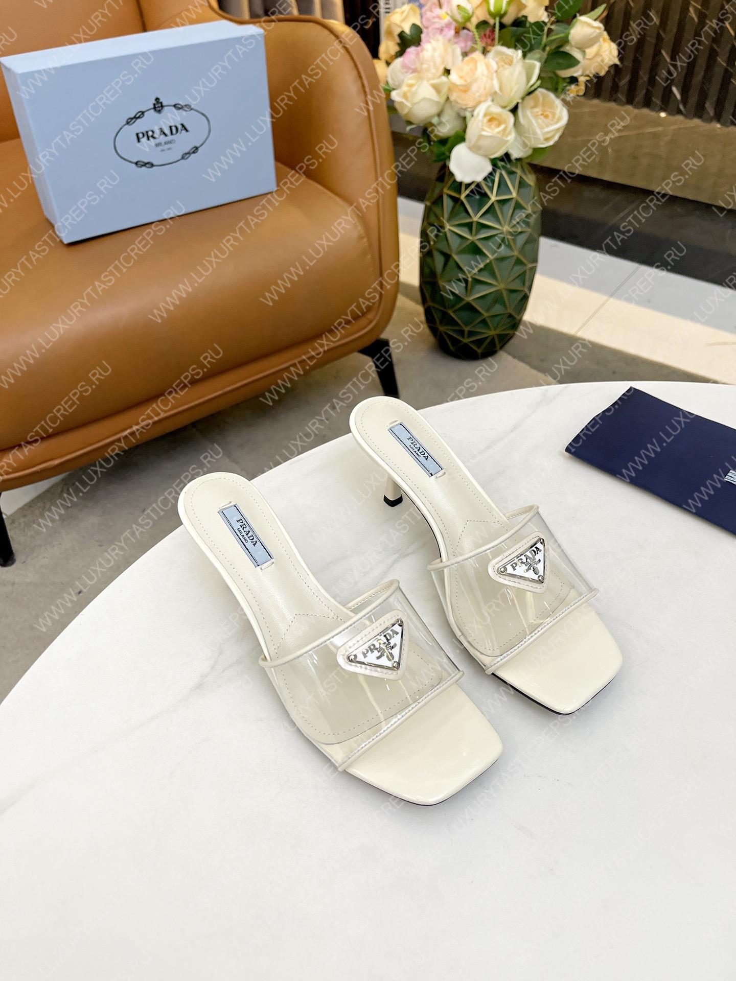 Pra*a plexiglas and patent leather sandals off white 1xx644