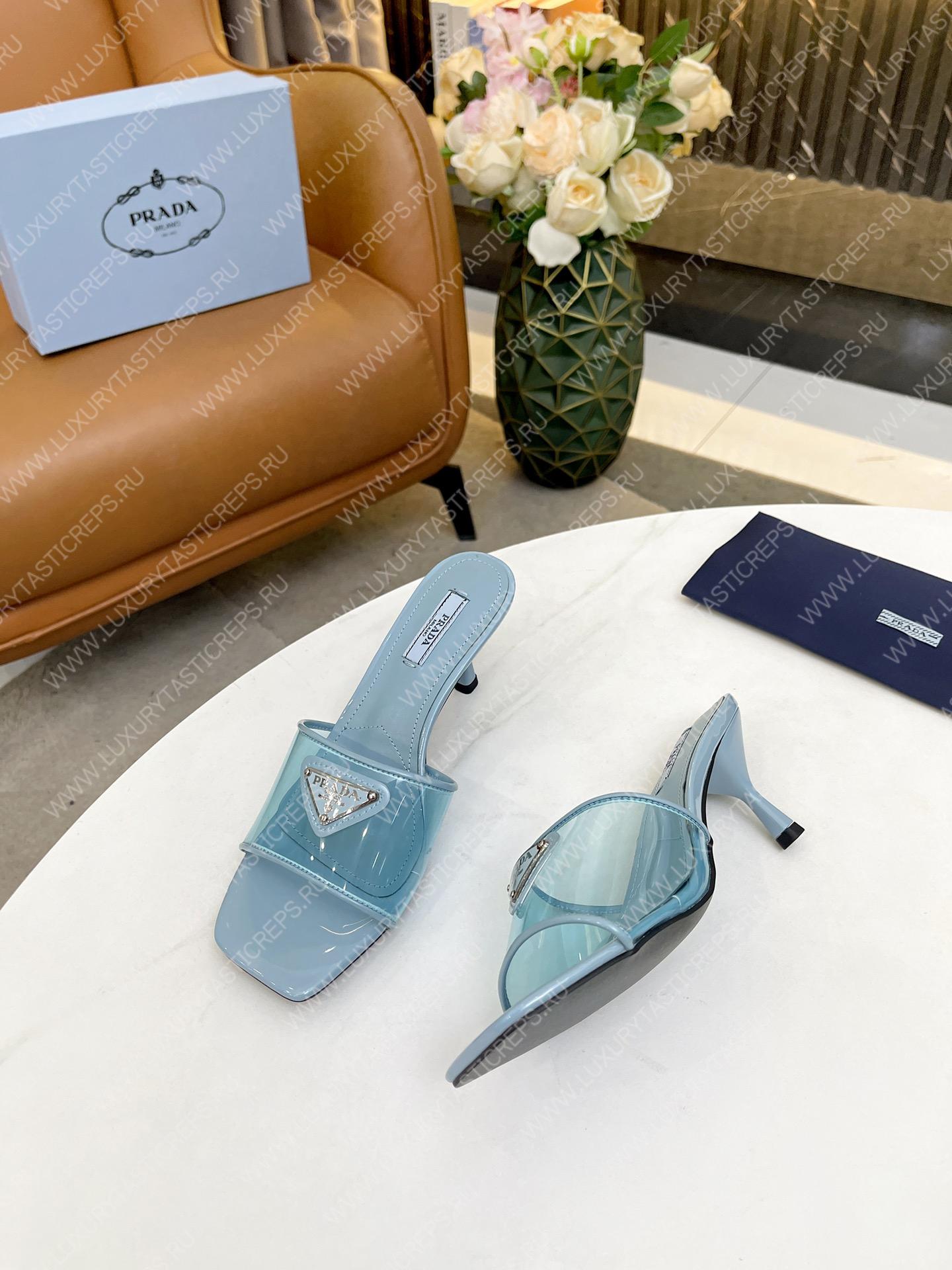 Pra*a plexiglas and patent leather sandals light blue 1xx644