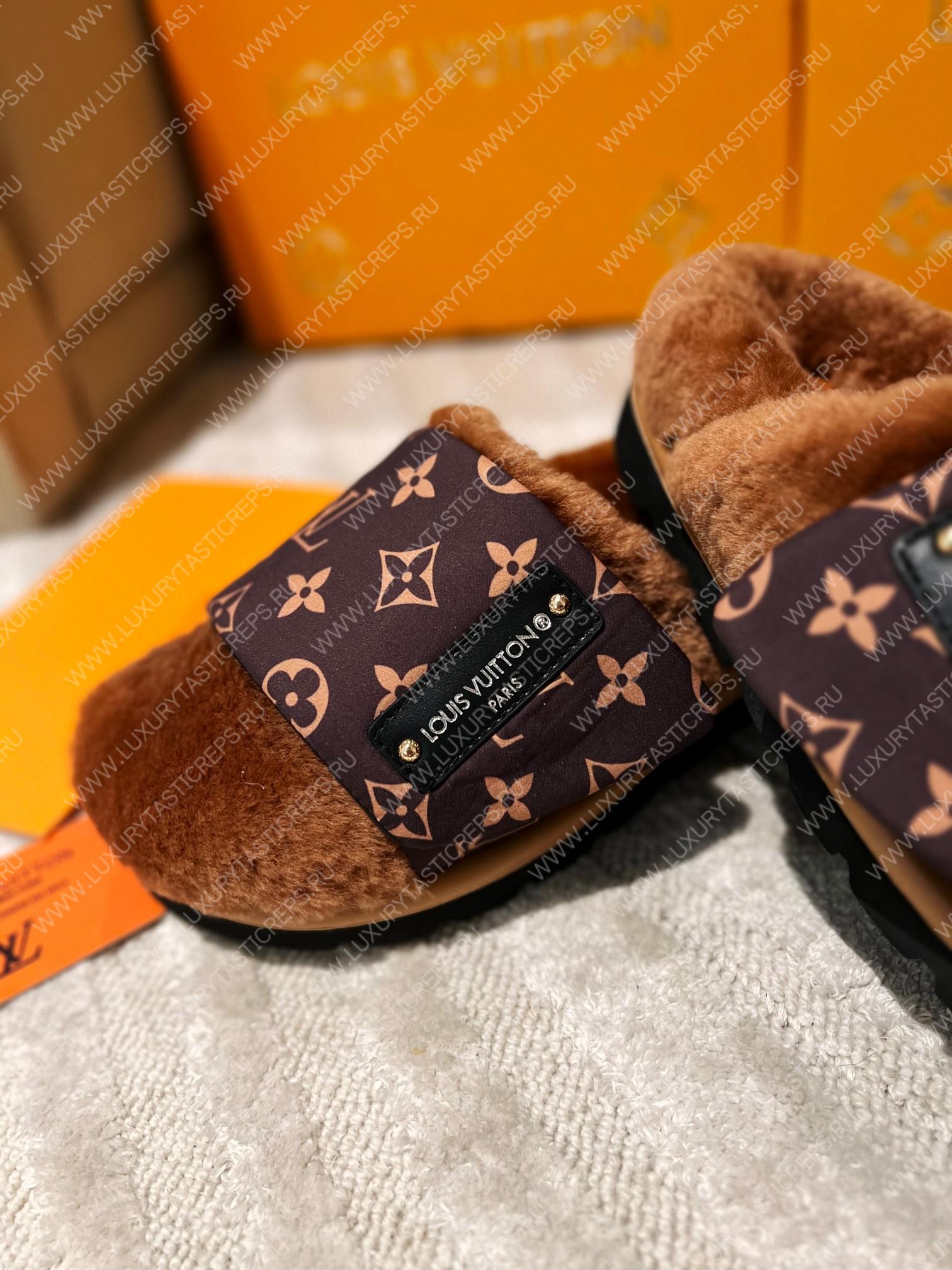 l**is V*t*n slipper pillow flat comfort mule brown 1aam3k