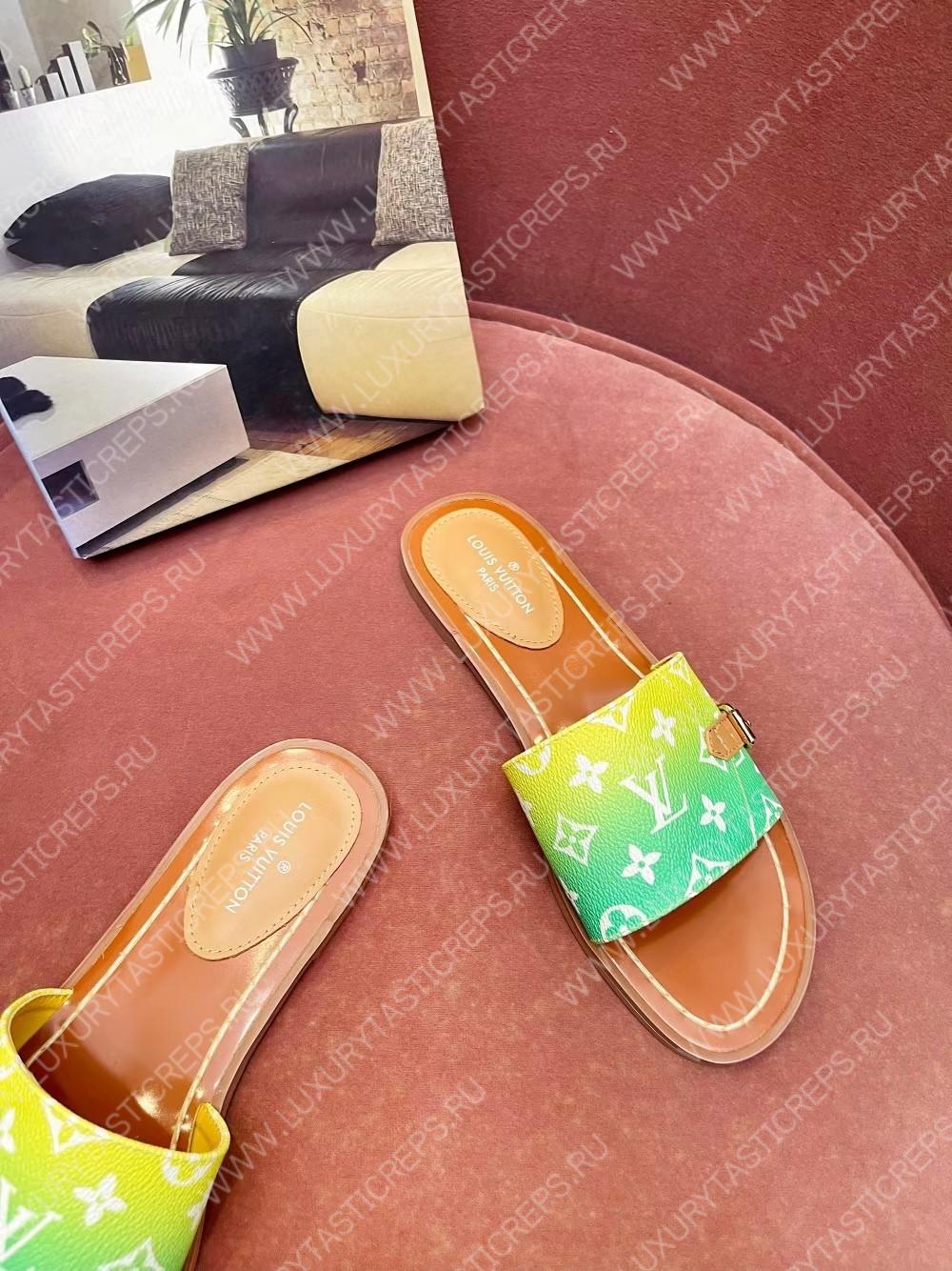 l**is V*t*n lock it flat mule green & yellow 1aa21q