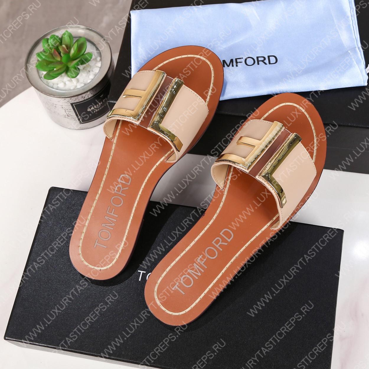 TOM FORD PLAQUE SLIDES BEIGE W2408TVAX