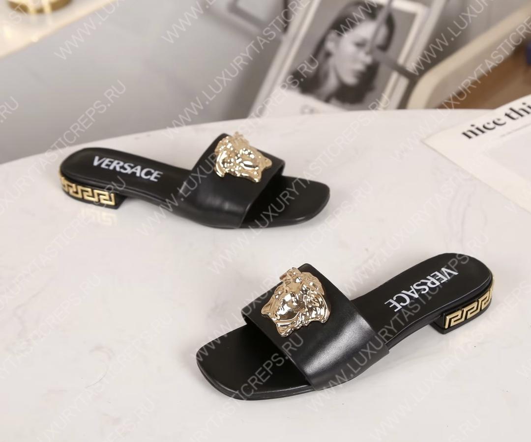 VERSACE GRECA MULES BLACK 1003221