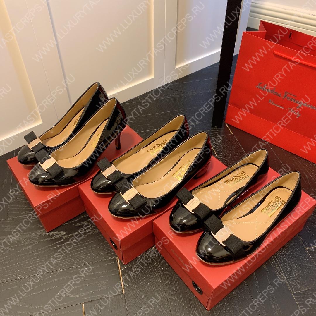 FERRAGAMO VERA BOW PUMP SHOE BLACK 01B221