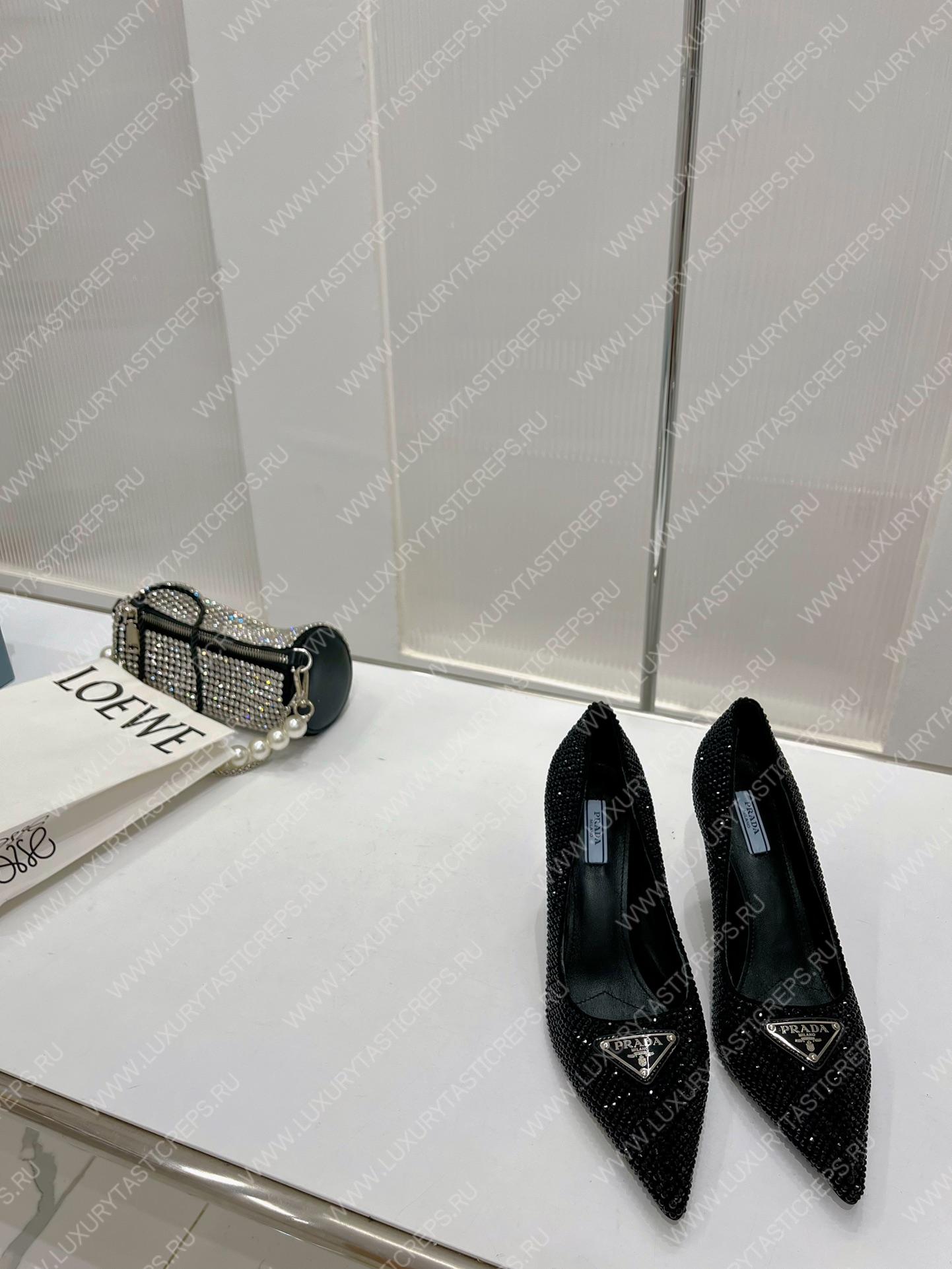 Pra*a slingback pump with crystals black crystal 1i001n