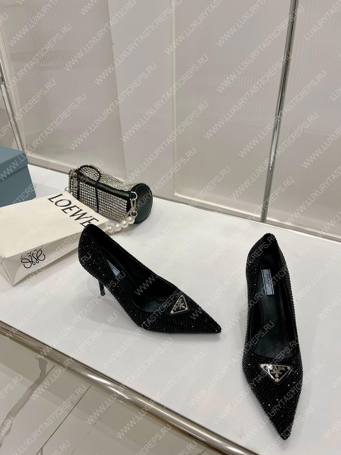 Pra*a slingback pump with crystals black crystal 1i001n