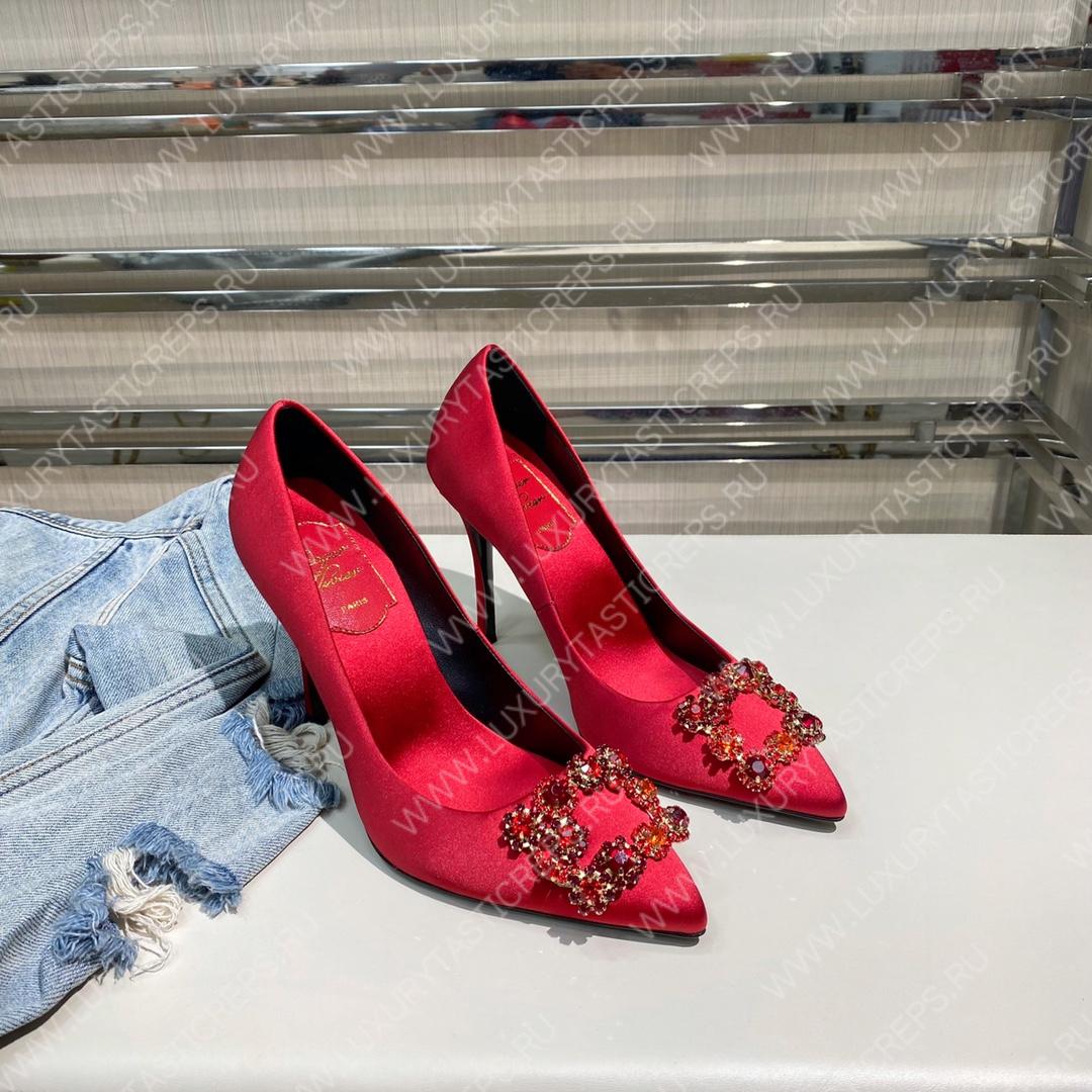 ROGER VIVER FLOWER STRASS BUCKLE PUMPS RED RVW4141
