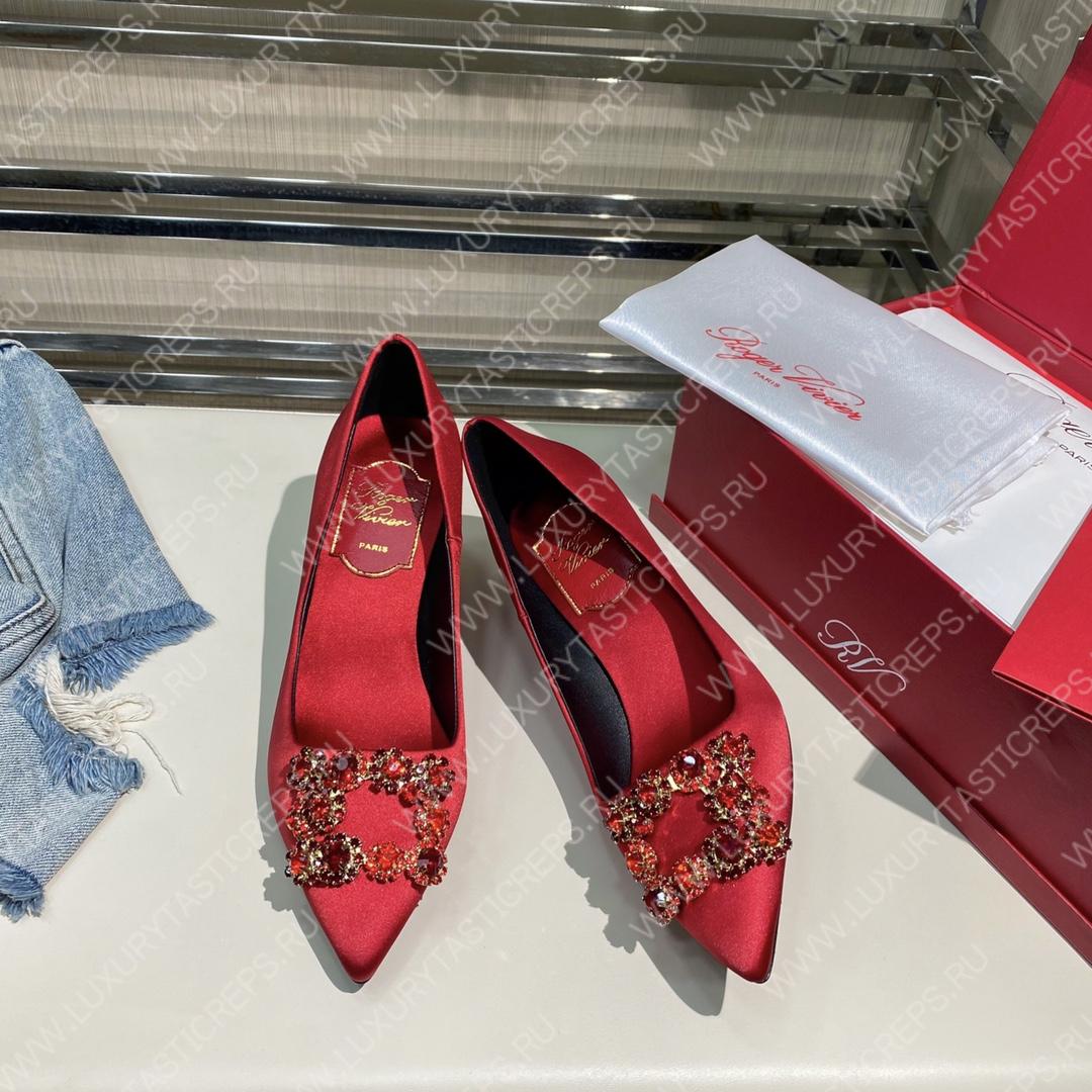 ROGER VIVER FLOWER STRASS BUCKLE PUMPS RED RVW4141