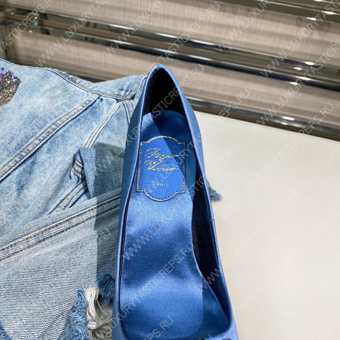 ROGER VIVER FLOWER STRASS BUCKLE PUMPS BLUE RVW4141