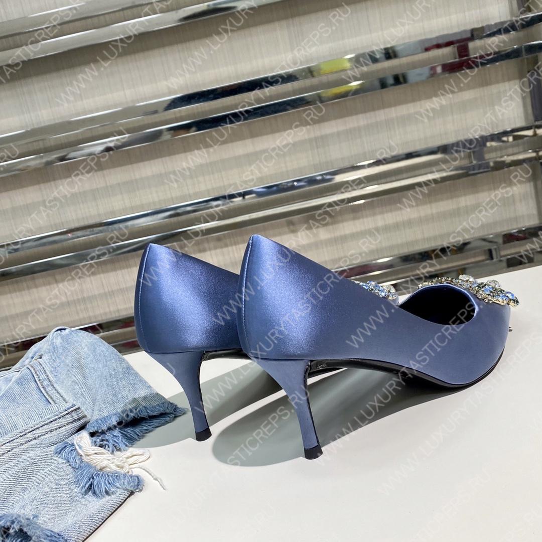 ROGER VIVER FLOWER STRASS BUCKLE PUMPS BLUE RVW4141