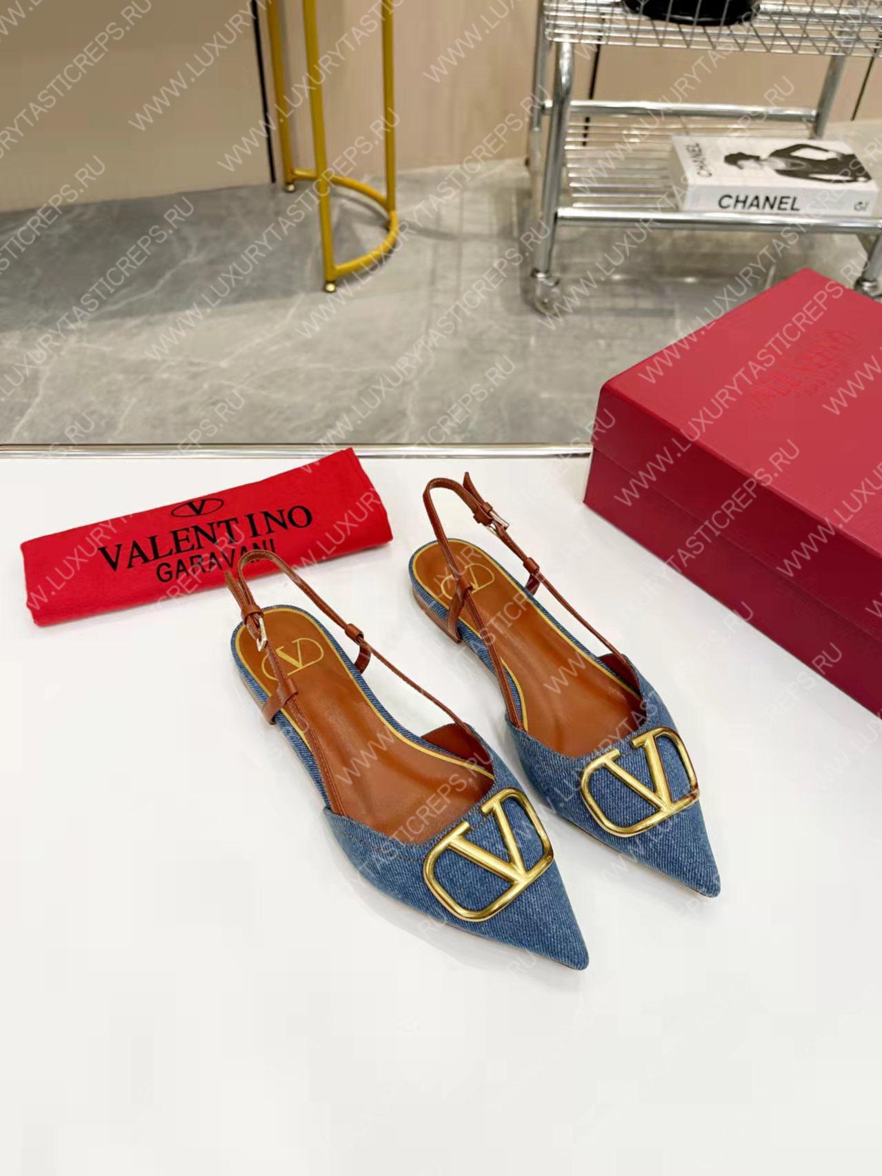 VALENTINO VLOGO SIGNATURE SLINGBACK FLAT PUMP BLUE 2W2S0Q70DSH0NO