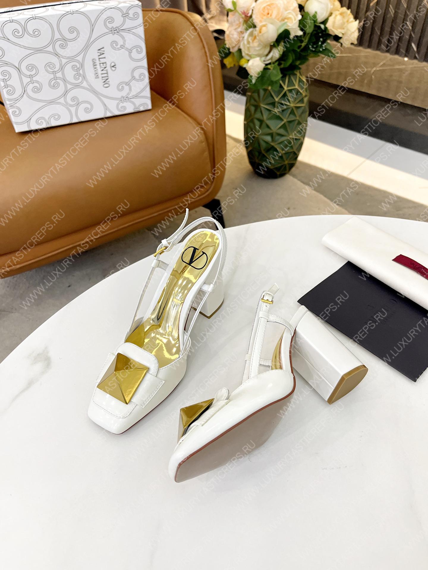 VALENTINO ONE STUD LEATHER SLINGBACK WHITE 1W2S0ER2LAFGF9