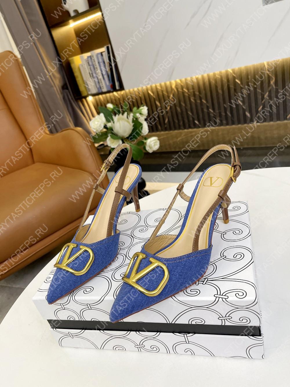 VALENTINO VLOGO SIGNATURE SLINGBACK PUMP BLUE 2W2S0R01TMK