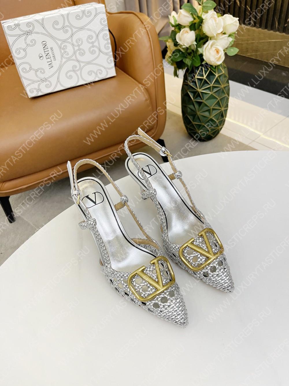 VALENTINO VLOGO SIGNATURE SLINGBACK PUMP SILVER 2W2S0R01TMK