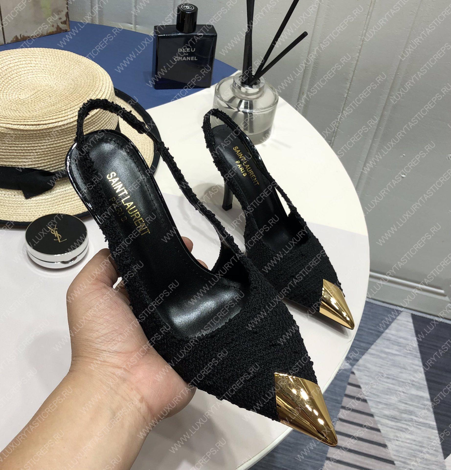 YVES SAINT LAURENT KISS SLINGBACK PUMPS BLACK 7315201TV001000