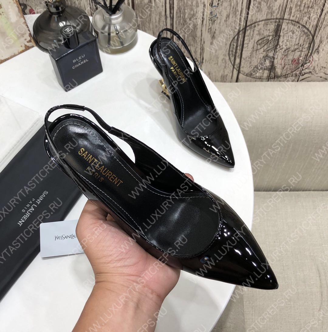 YVES SAINT LAURENT KISS LEATHER SLINGBACK PUMPS BLACK 16475973
