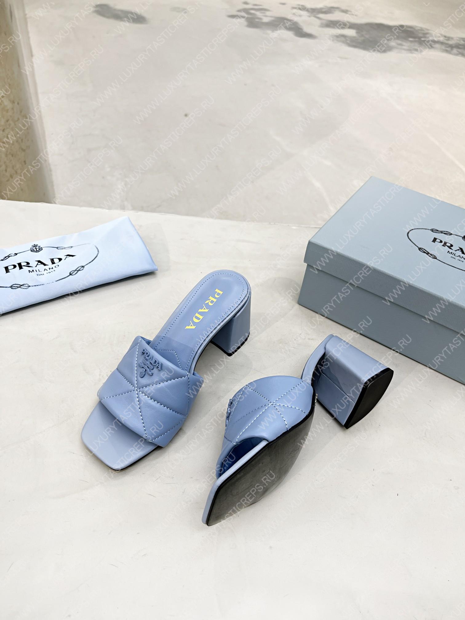 Pra*a quilted nappa leather heeled sandals light blue 1xx583