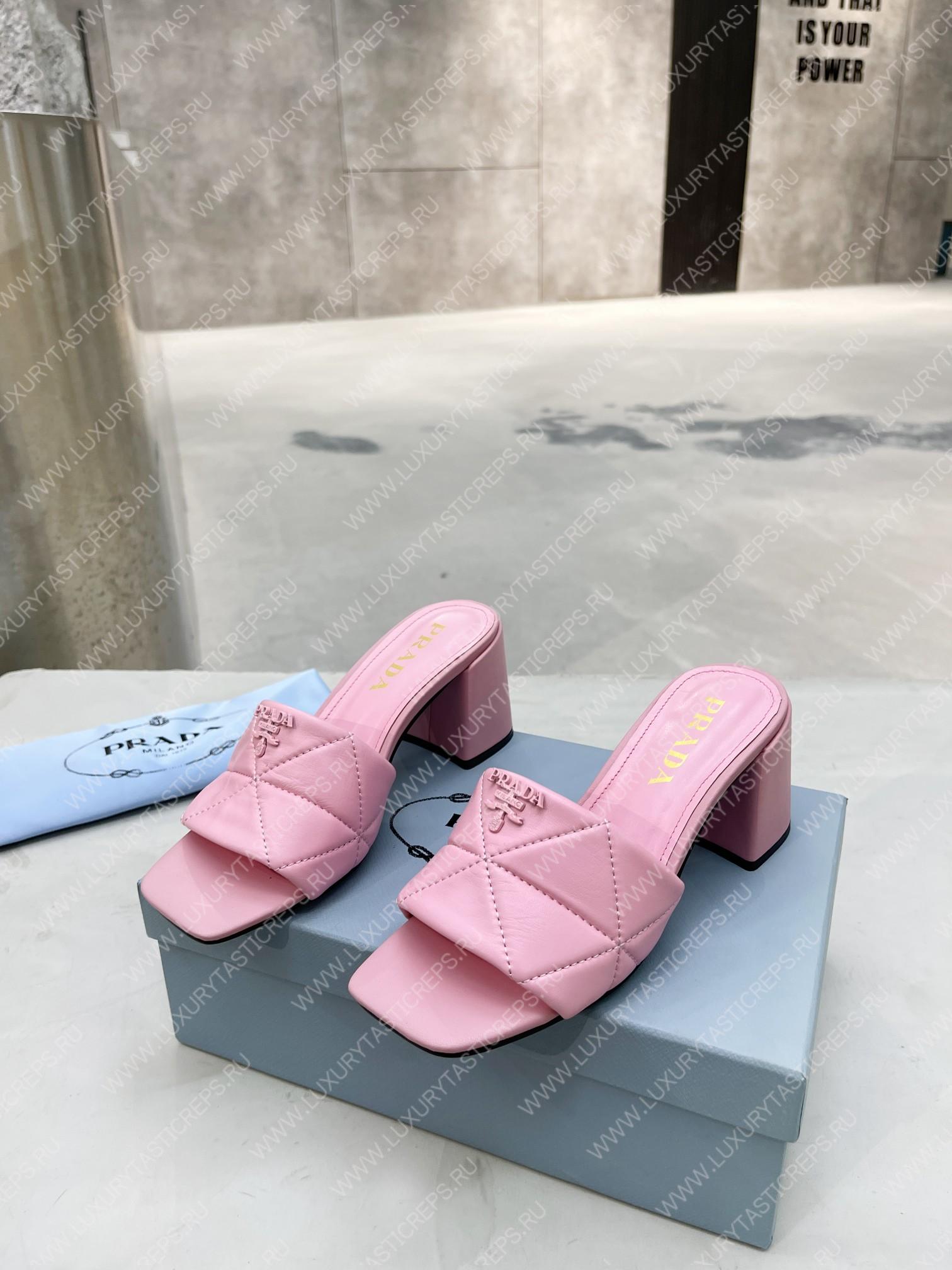 Pra*a quilted nappa leather heeled sandals pink 1xx583