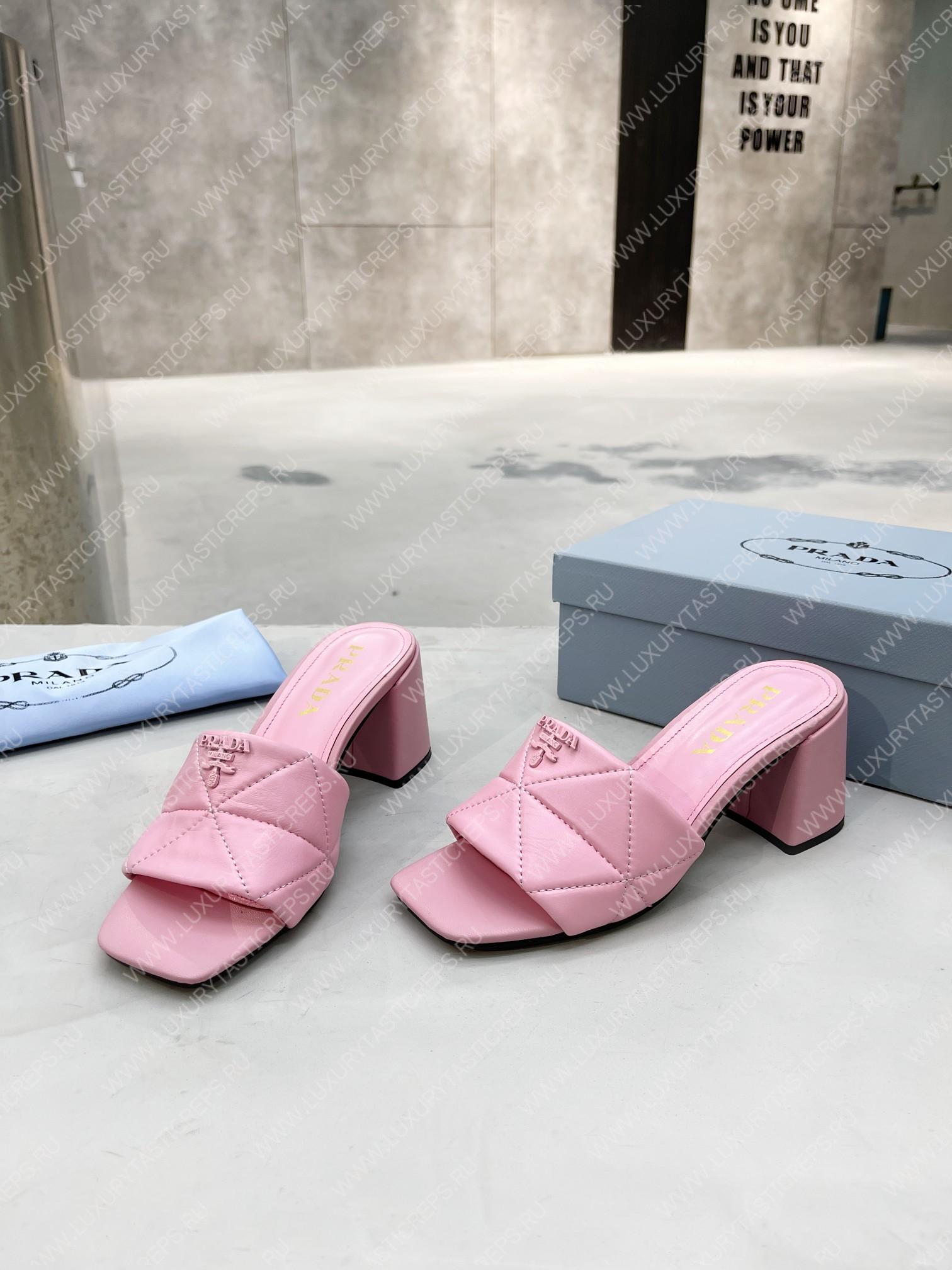 Pra*a quilted nappa leather heeled sandals pink 1xx583