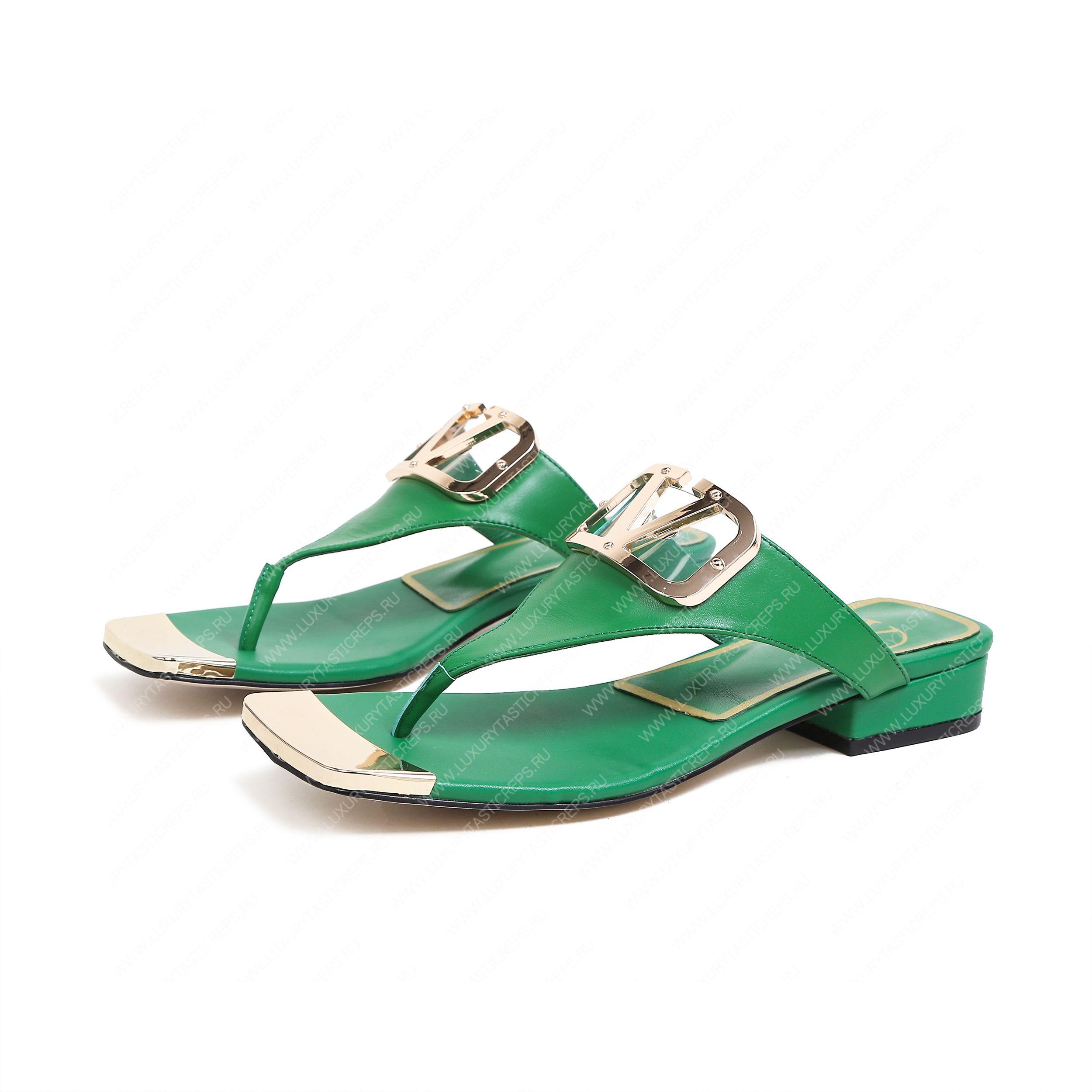 VALENTINO VLOGO SIGNATURE FLAT SANDAL GREEN WS0M21HWS_0CR
