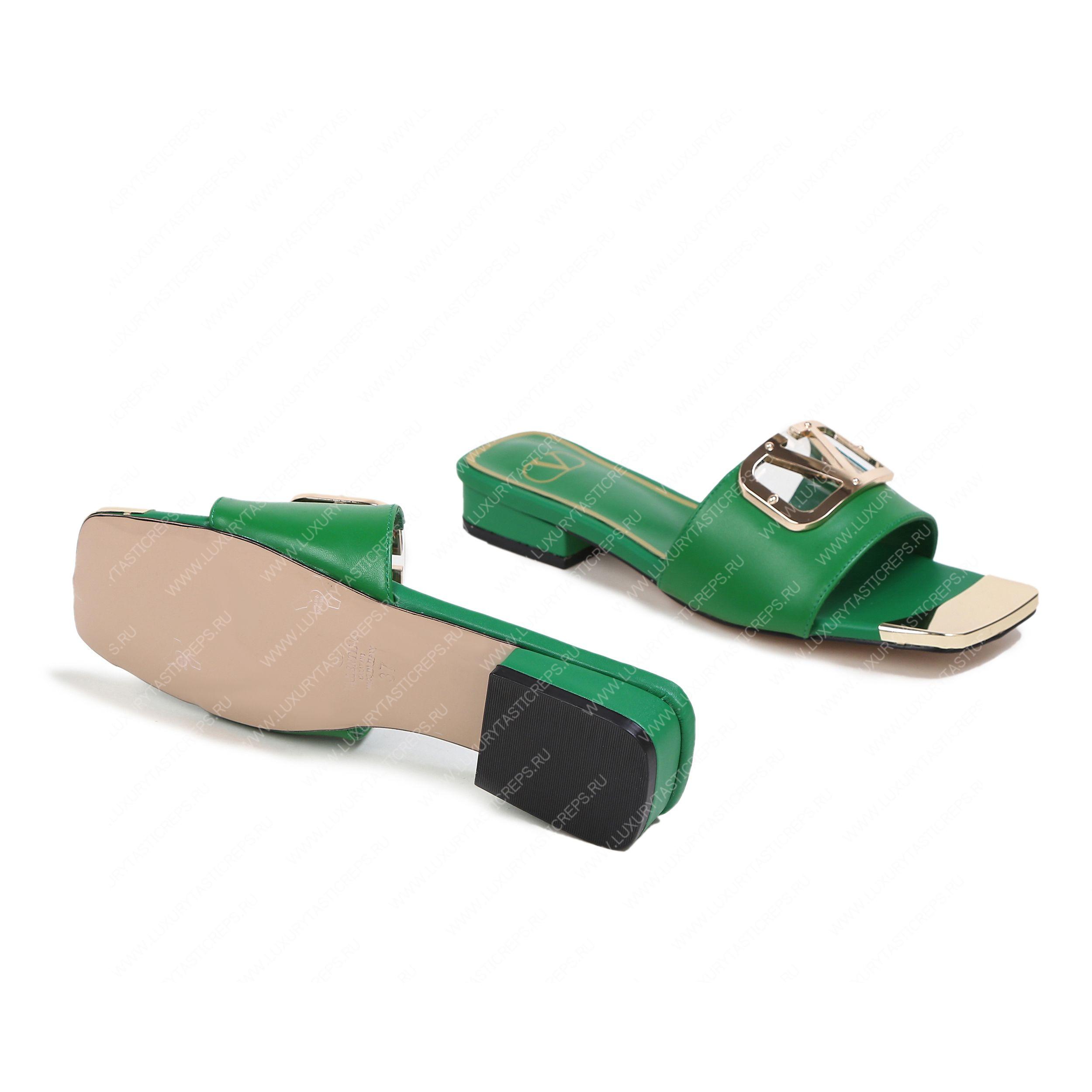 VALENTINO VLOGO SIGNATURE SLIDE SANDAL GREEN ZW2S0M21HWS0CR