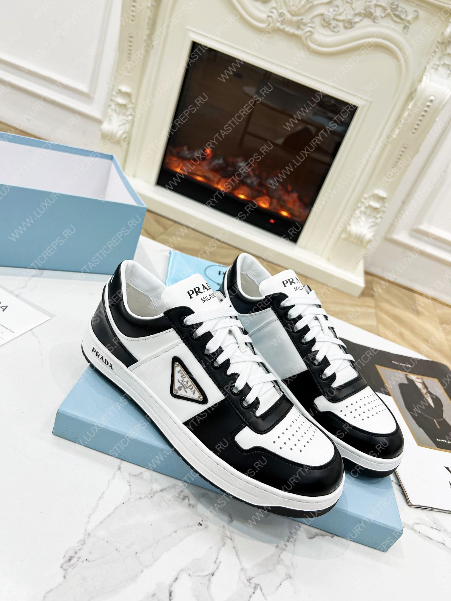 Pra*a downtown leather sneakers white/black 2ee364