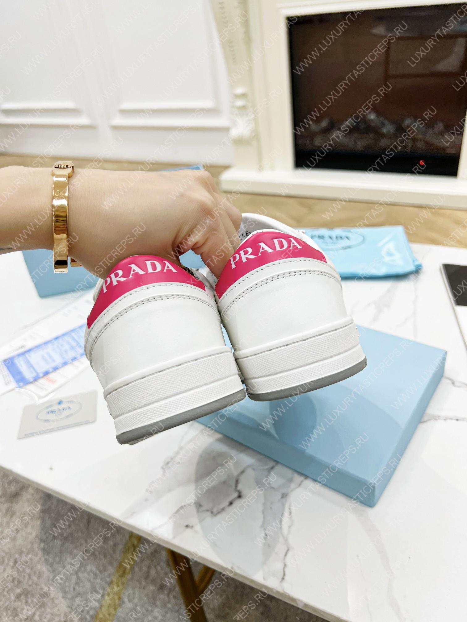 Pra*a downtown leather sneakers white/pink 2ee364