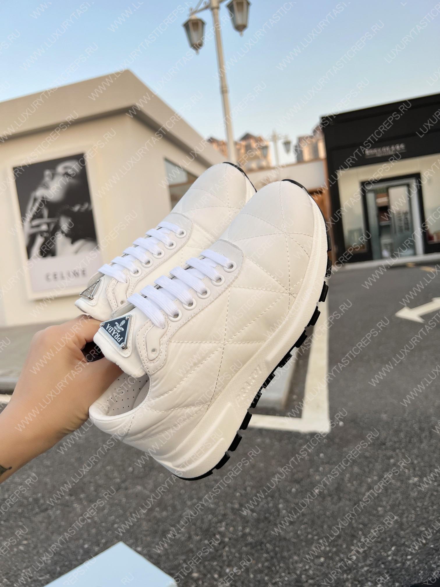 Pra*a quilted nylon sneakers white/black 2ee367