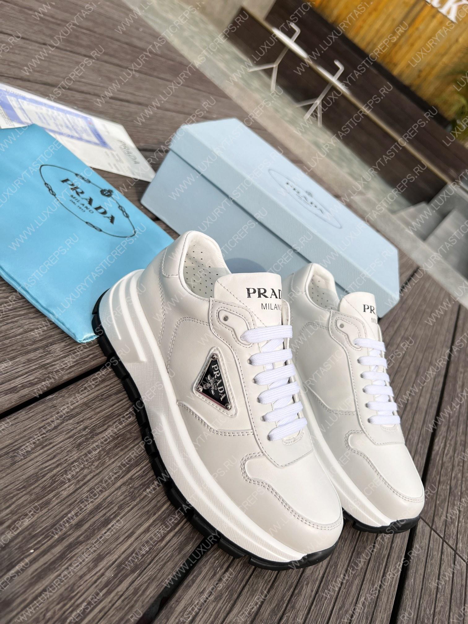 Pra*a nylon gabardine sneakers white/black 1e804m