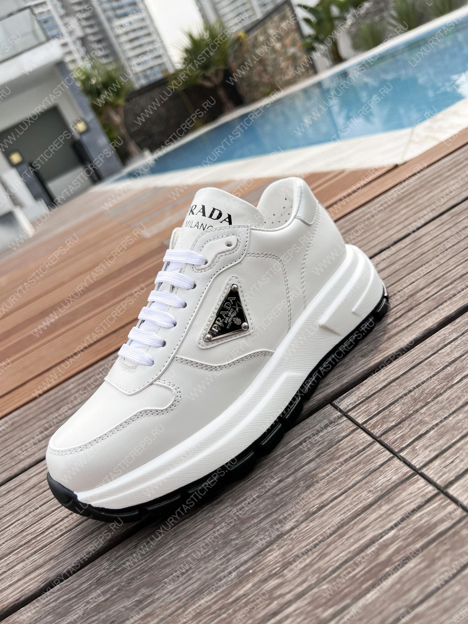 Pra*a nylon gabardine sneakers white/black 1e804m