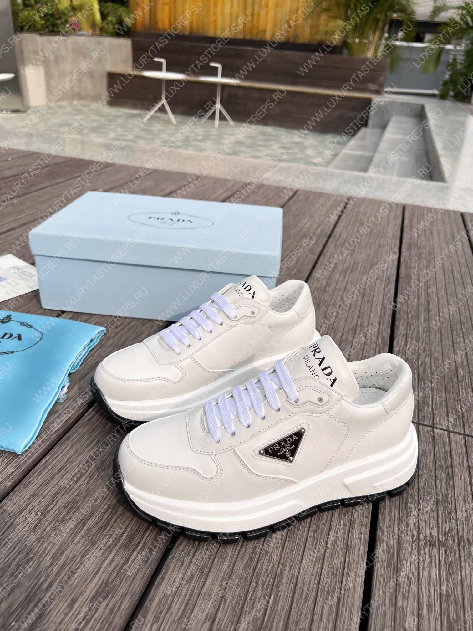 Pra*a nylon gabardine sneakers white/black 1e804m