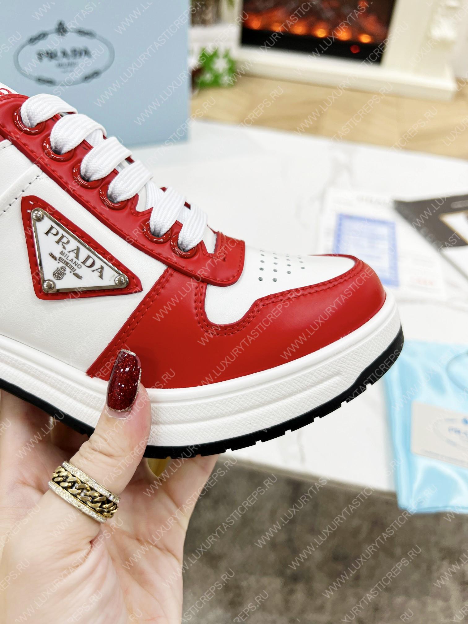 Pra*a downtown high heeled sneakers white/red 1e792m
