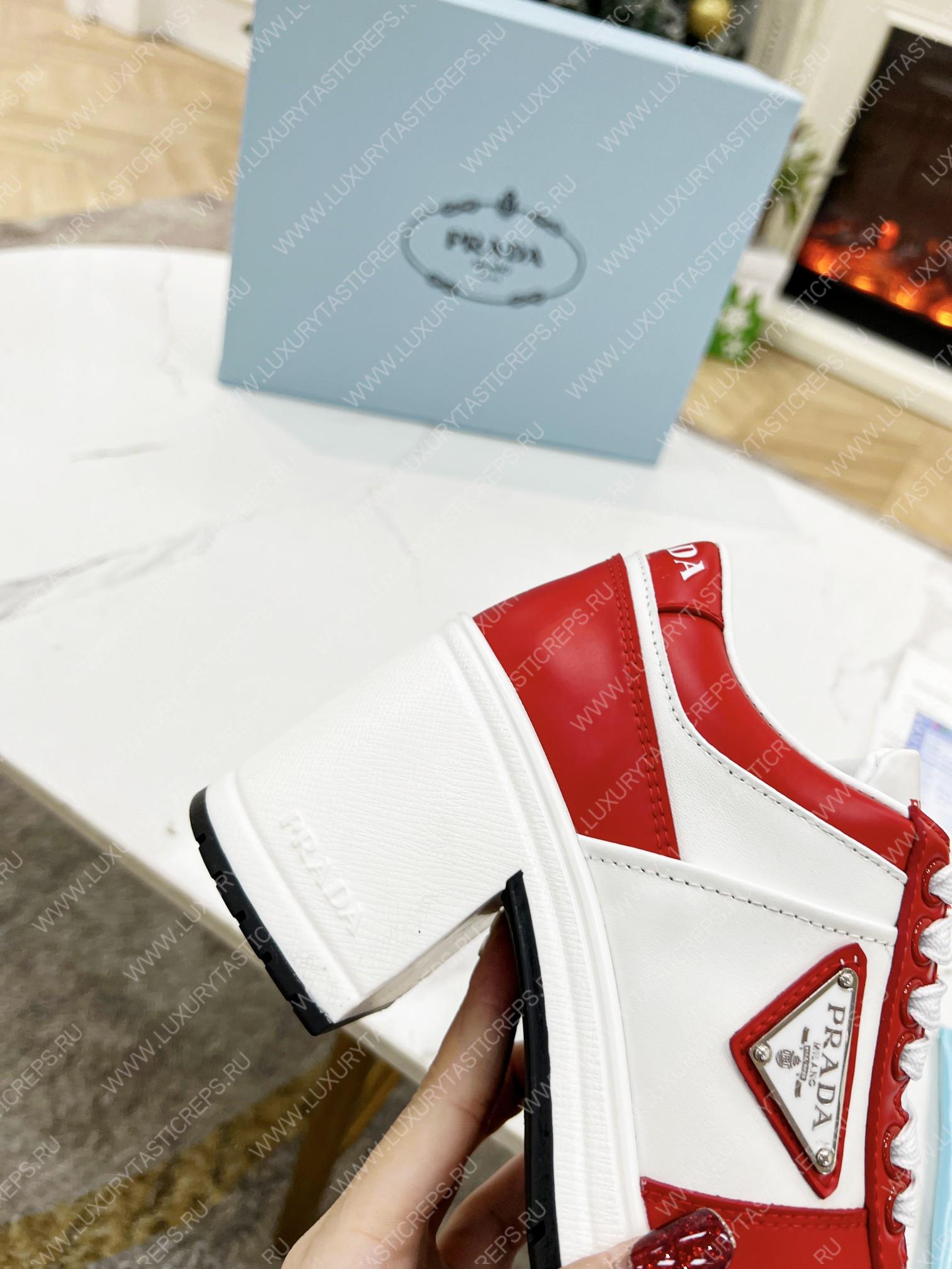 Pra*a downtown high heeled sneakers white/red 1e792m