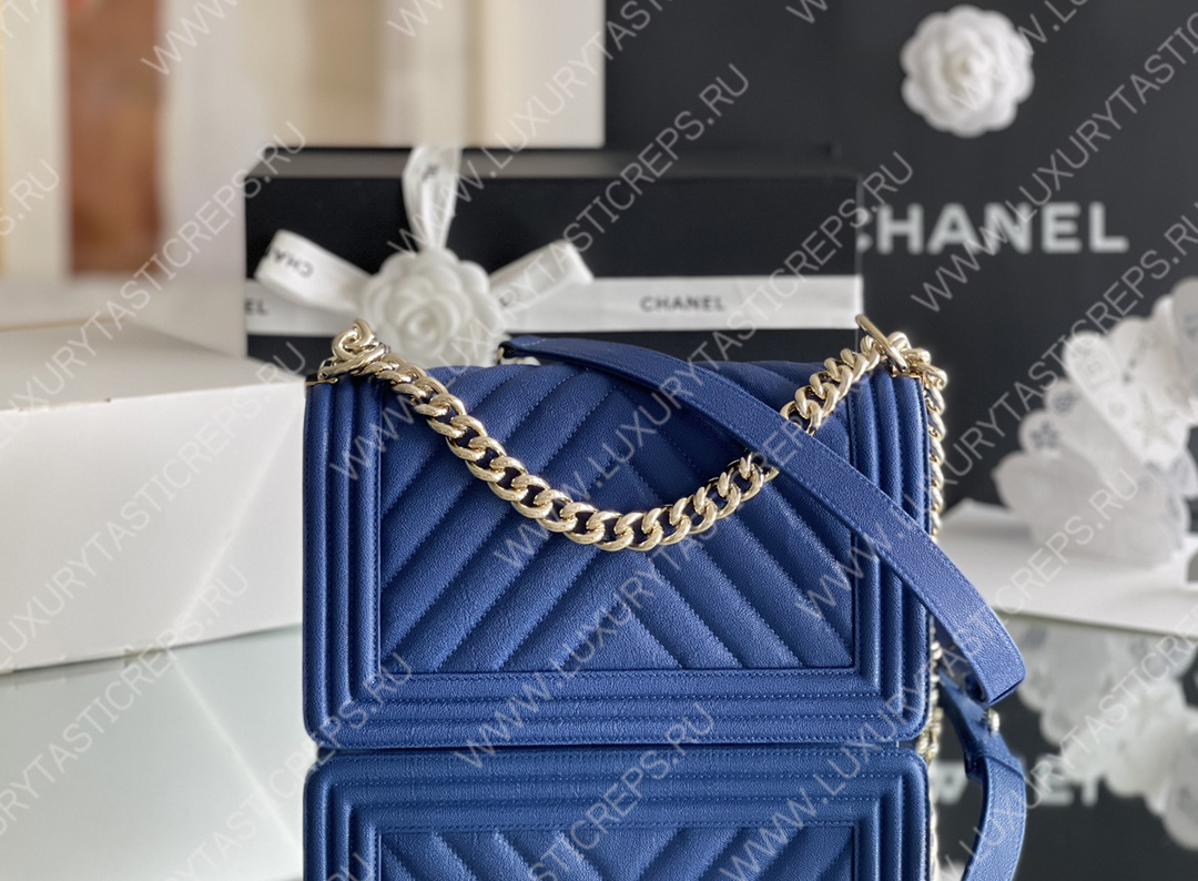 Ch*el boy handbag blue a67086
