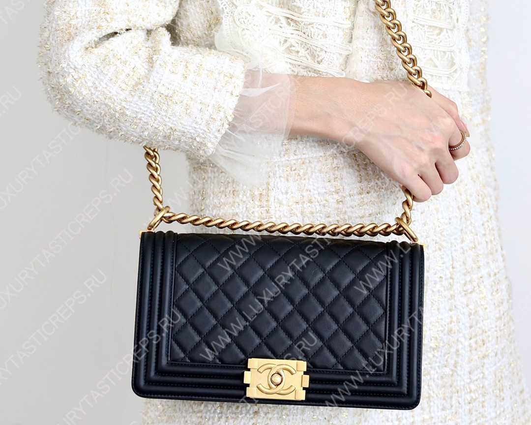 Ch*el boy handbag black a67086