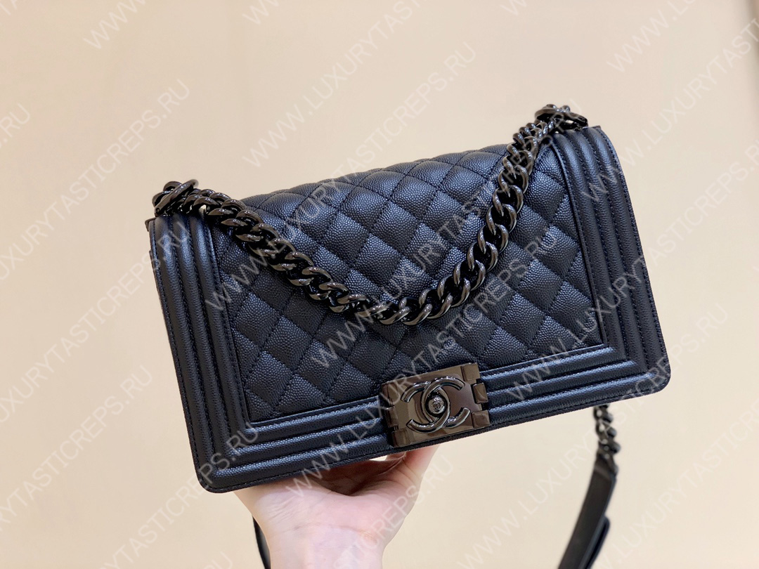 Ch*el boy handbag black a67086