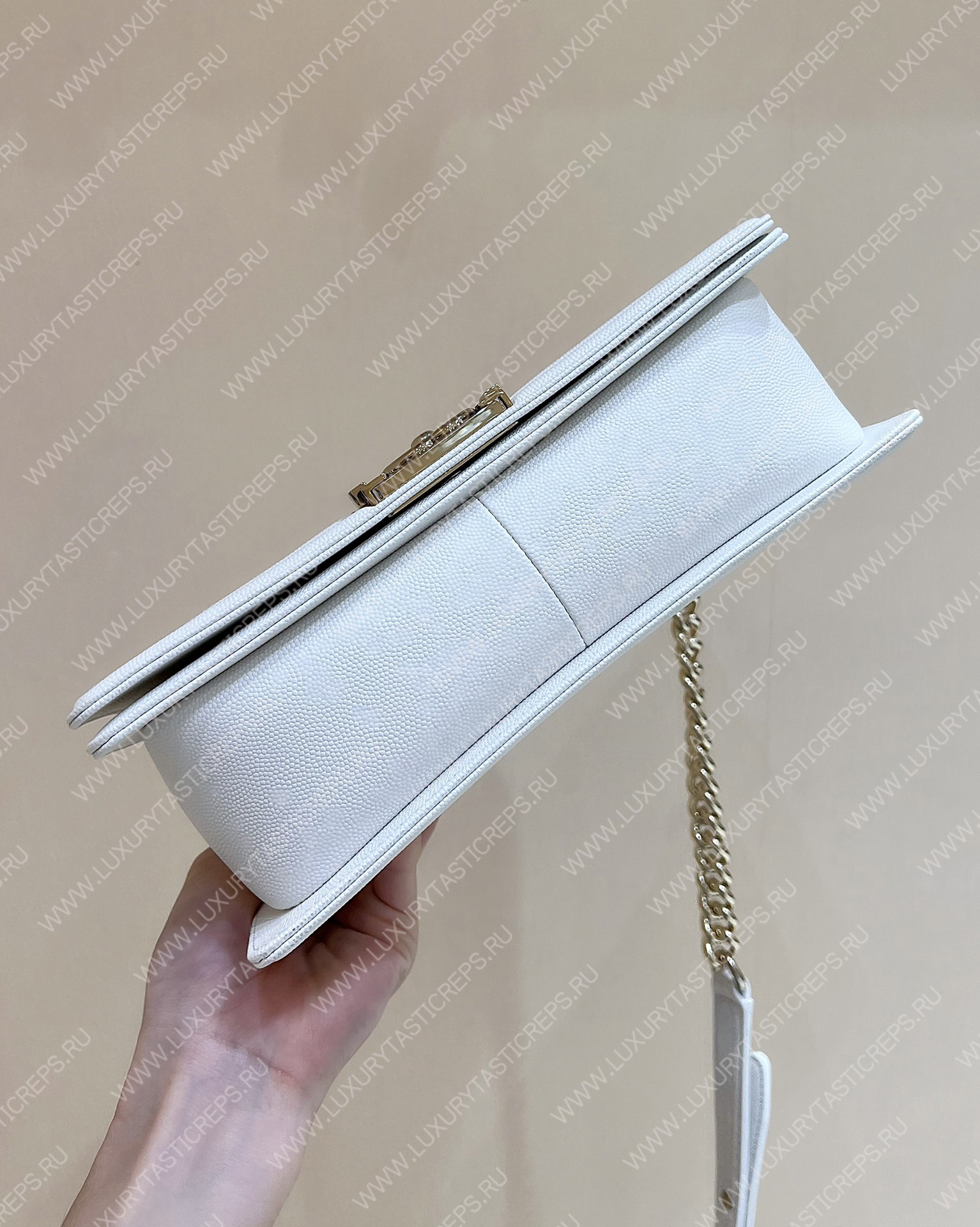 Ch*el boy handbag white a67086