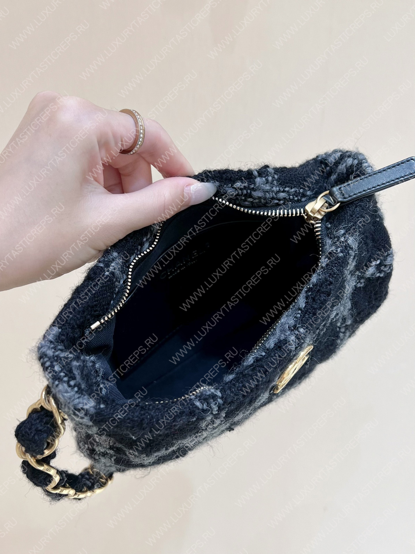 Ch*el hobo handbag black as3562