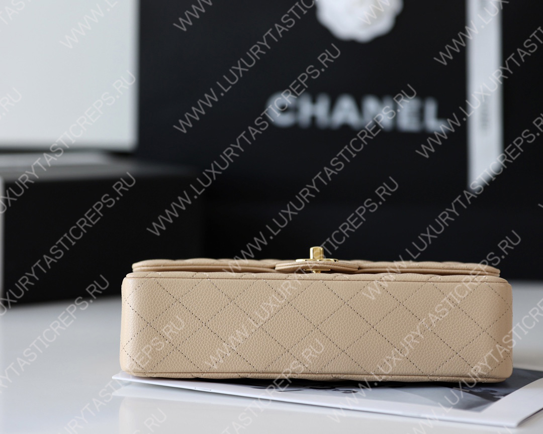 Ch*el classic medium flap bag beige a01112