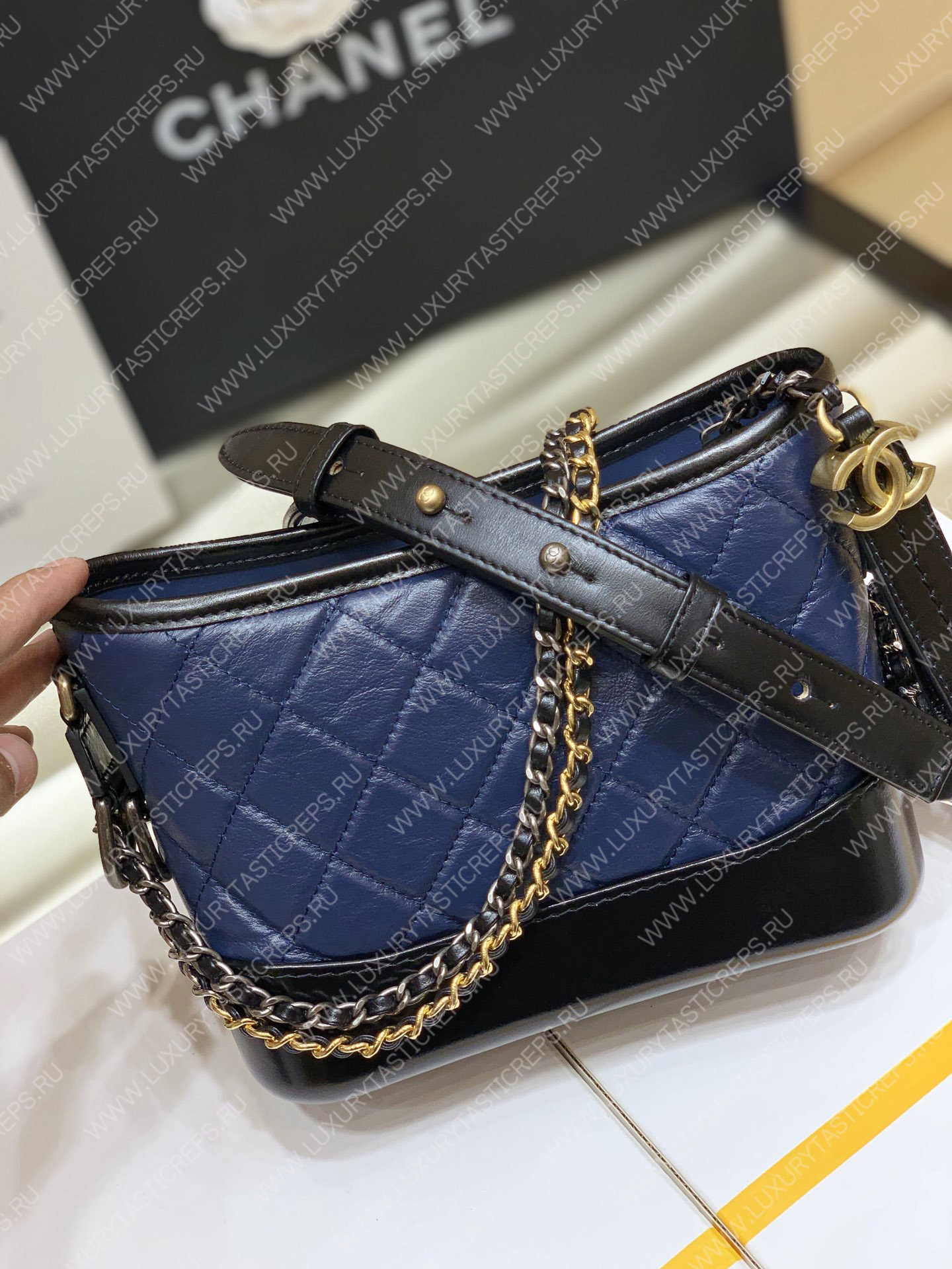 Ch*el gabrielle hobo bag blue a91810